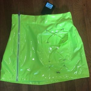 LF Vinyl Side Zip Neon Toggle Skirt